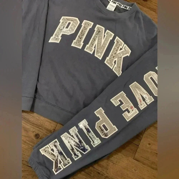 PINK VS HTF RARE BLING SWEATSHIRT/ JOGGERS OUTFIT SET S/M - Picture 5 of 12